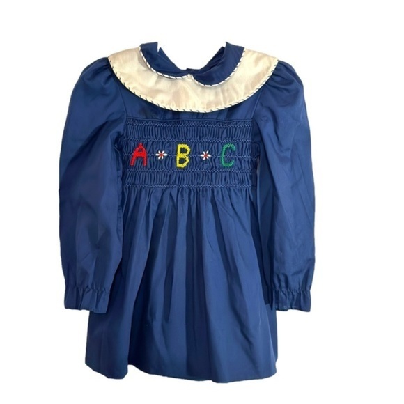 Vintage Polly Flinders Smocked ABC Dress 4T - Picture 1 of 8